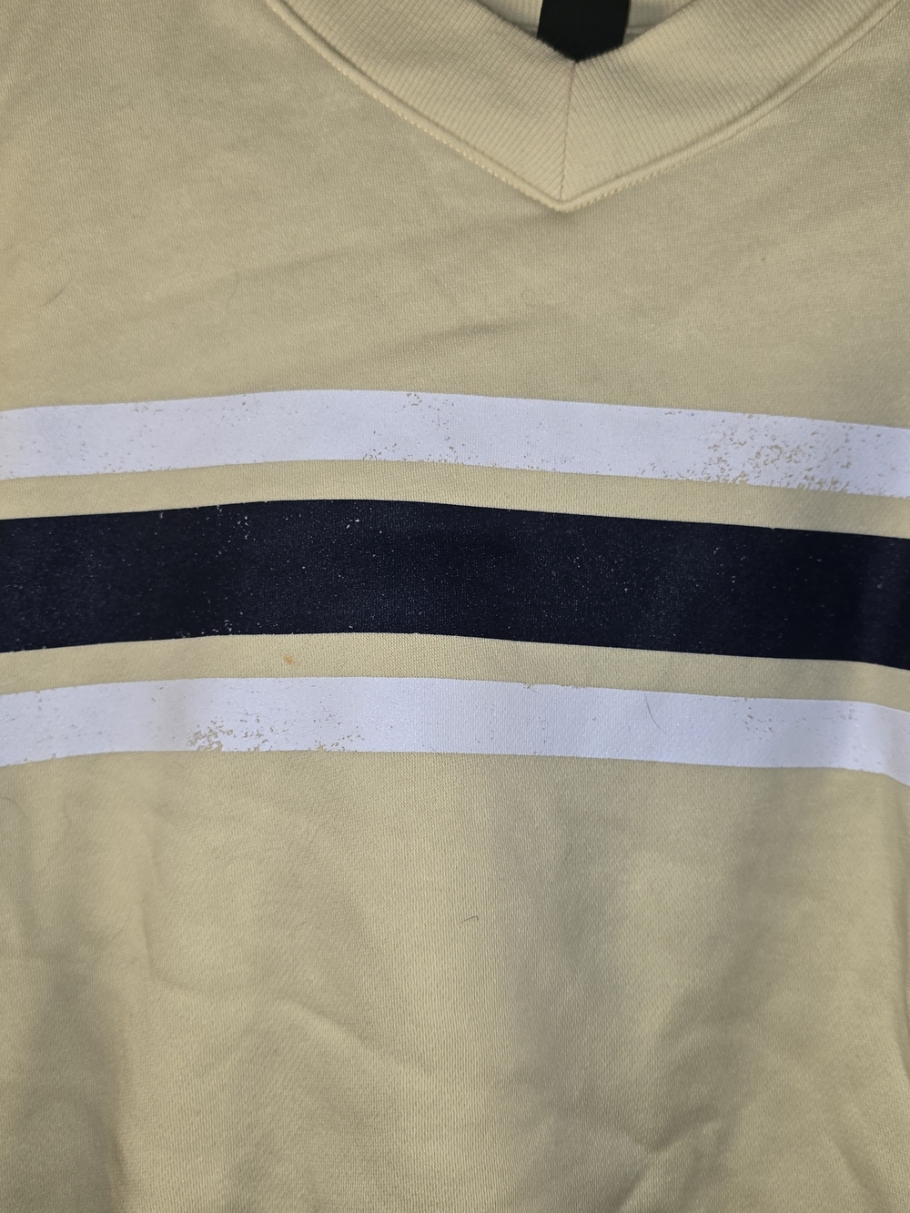 Yellow & Blue Striped Women's Preppy Fleece Pullover Sweater - Picture 3 of 5